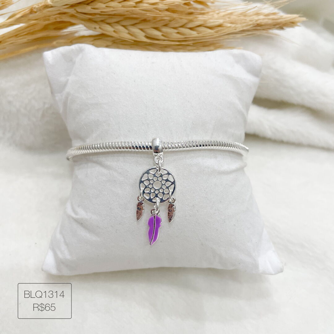 Berloque Filtro dos Sonhos 3 Cores Pendurado Esmaltado Prateado